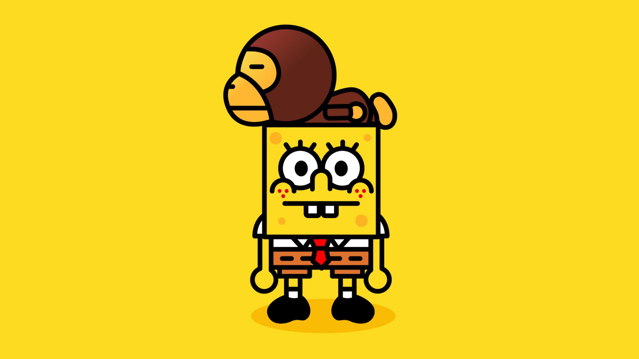 Spongebob Character Images - Curious George And Spongebob - HD Wallpaper 