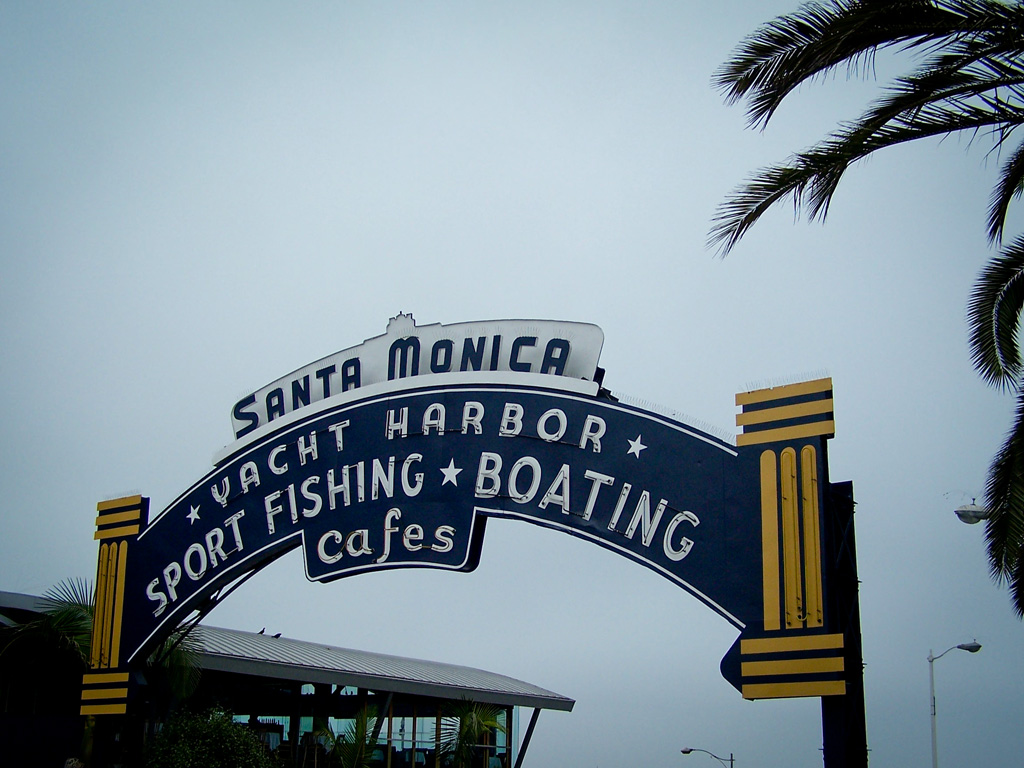 Santa Monica Sign Los Angeles - Santa Monica Pier - HD Wallpaper 