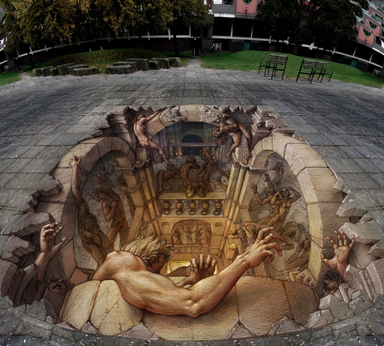 3d Optical Illusion Street Art 50 Wallpaper - Graffiti Art 3d Street - HD Wallpaper 