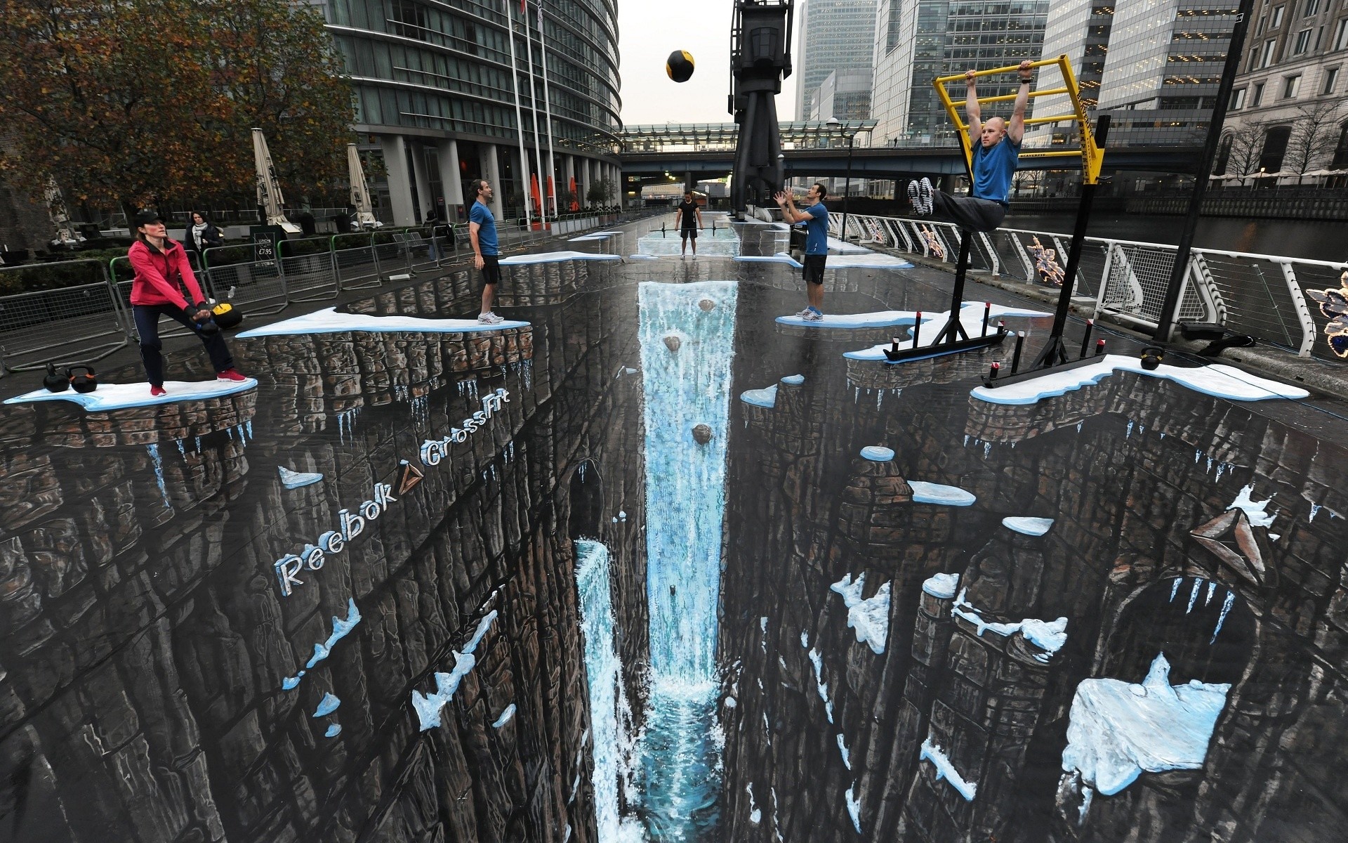 3d, Optical Illusion, Painting, Waterfall Mural, 3d - HD Wallpaper 
