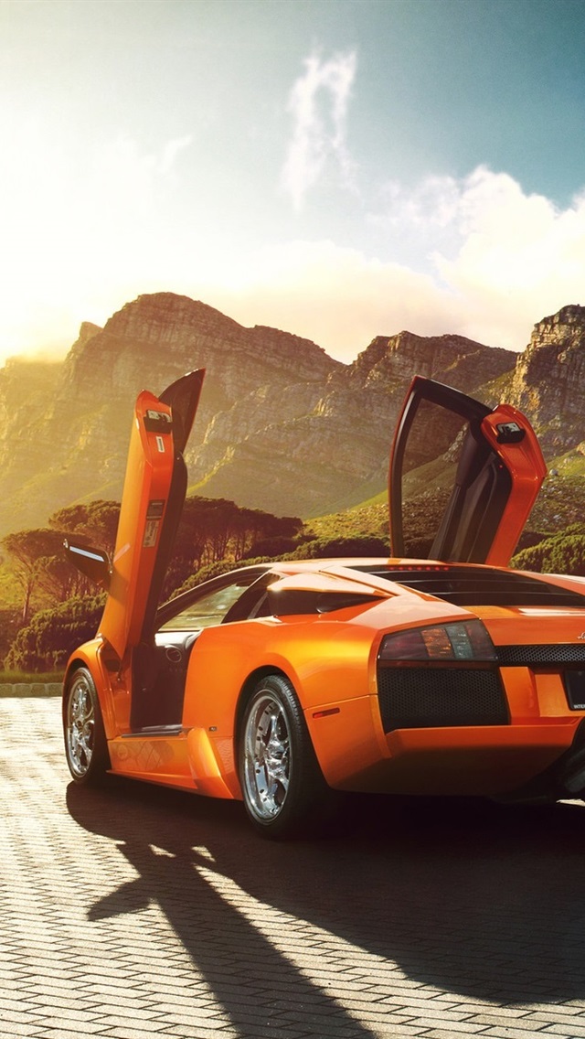 Iphone Wallpaper Lamborghini Murcielago V12 Orange - Back Lamborghini Murcielago - HD Wallpaper 