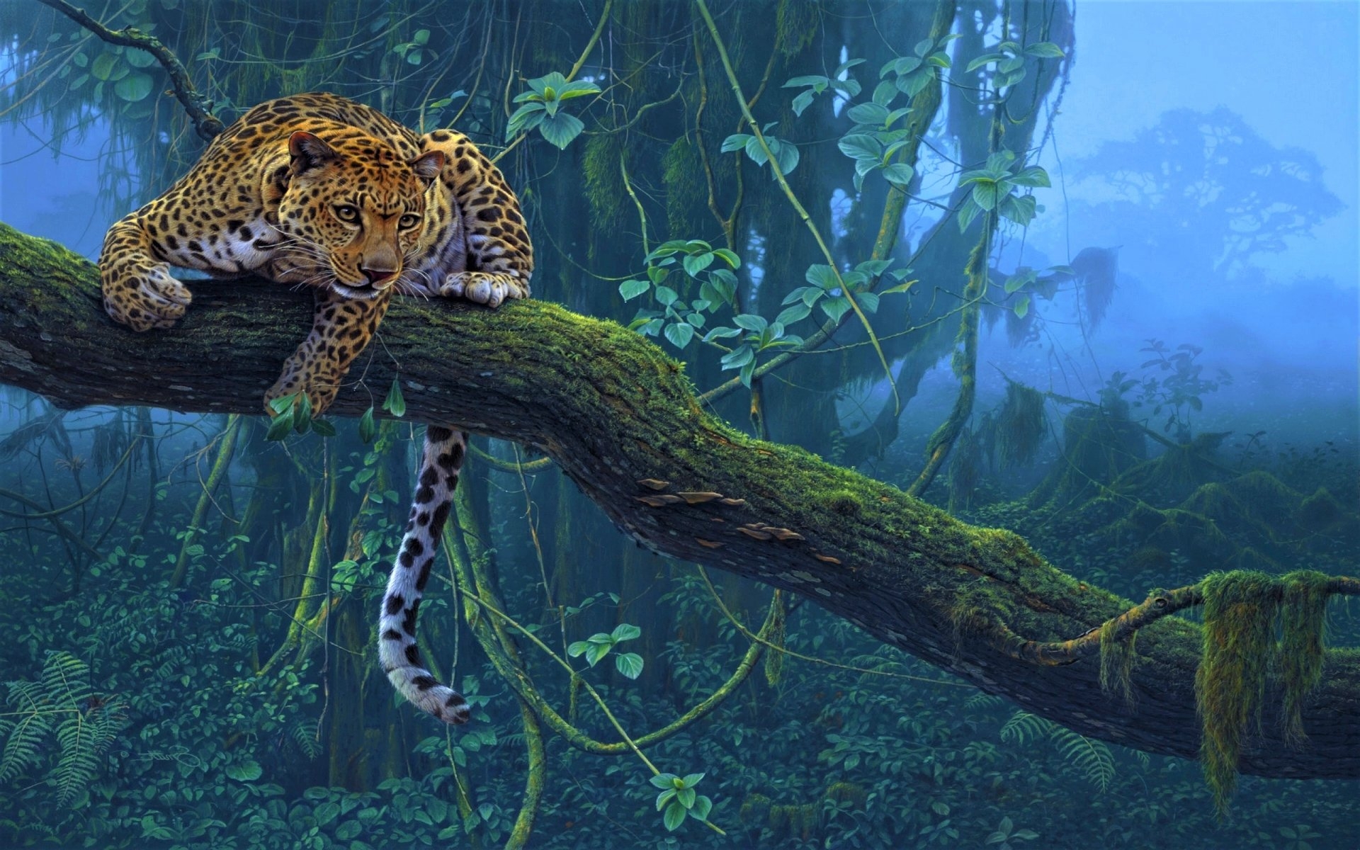 Jaguar - Tiger At Jungle Tree - HD Wallpaper 