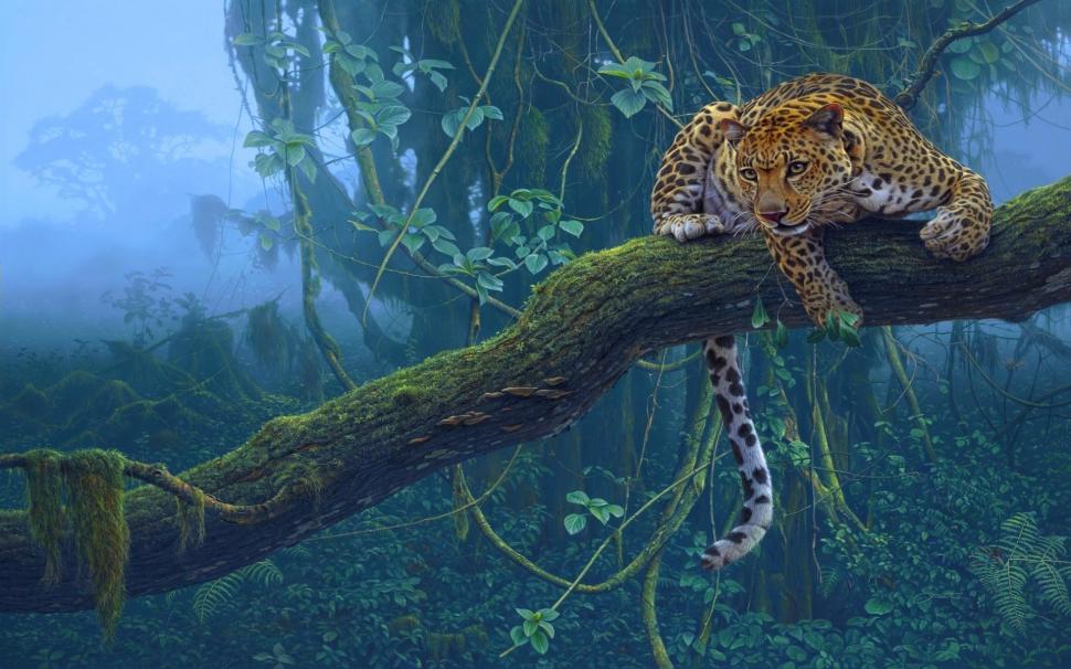 Tropical Animals, Jaguar, Predator, Tree Wallpaper,tropical - Leopards In The Jungle - HD Wallpaper 