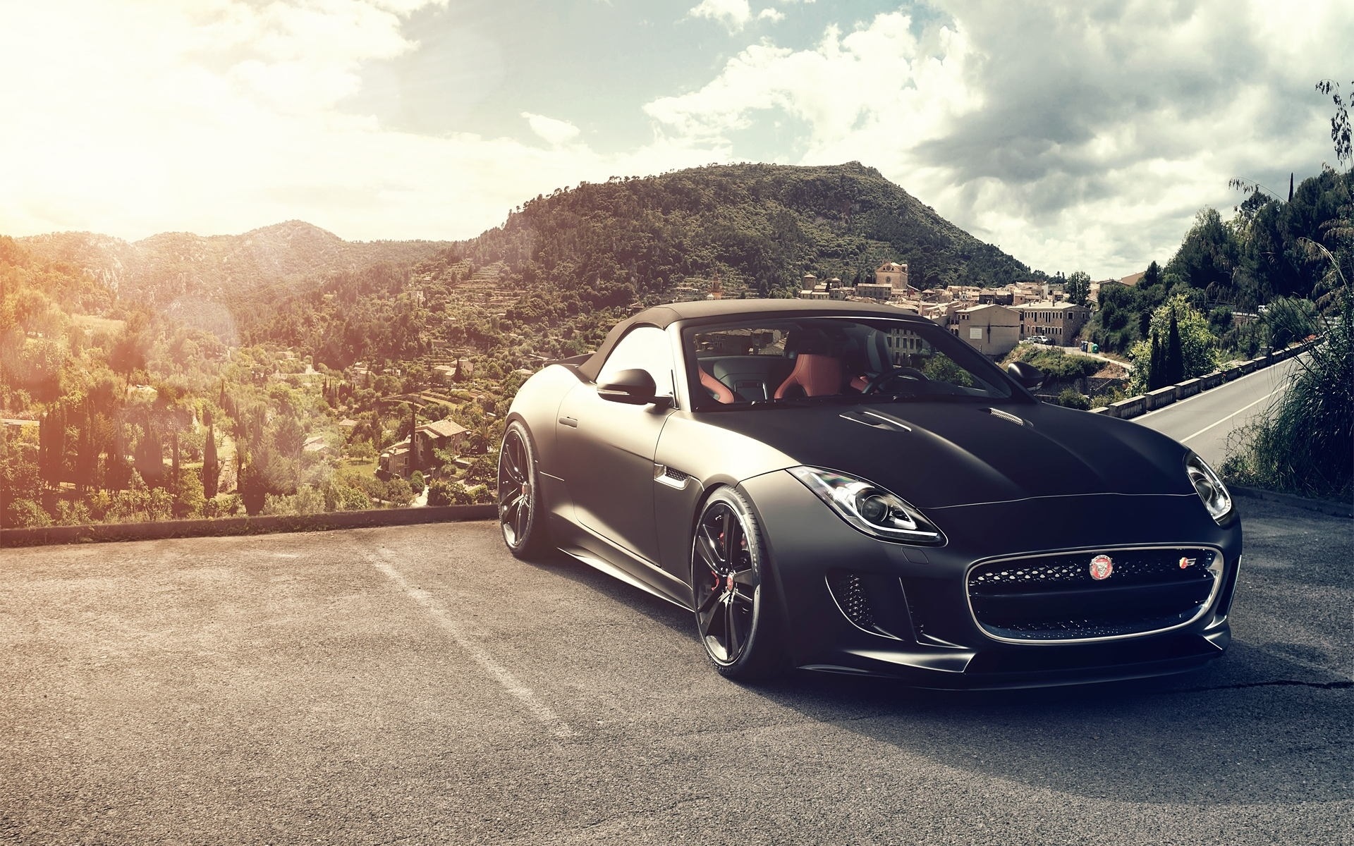 Wallpaper Jaguar F-type V8 S Black Car Front View - Jaguar F Type Hd - HD Wallpaper 