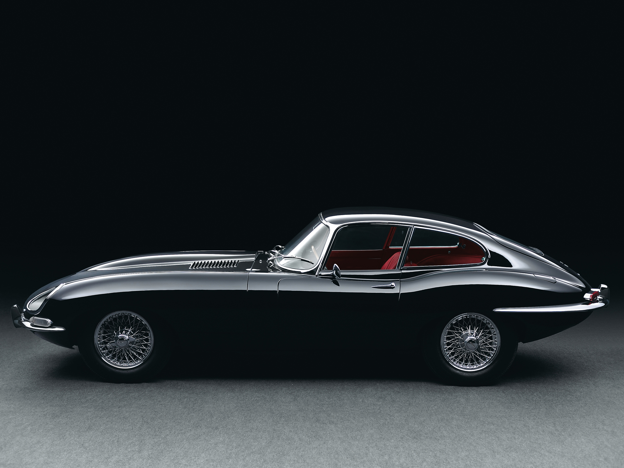 Wallpaper Jaguar, E-type, Black, Retro, Side View, - Jaguar E Type Black - HD Wallpaper 