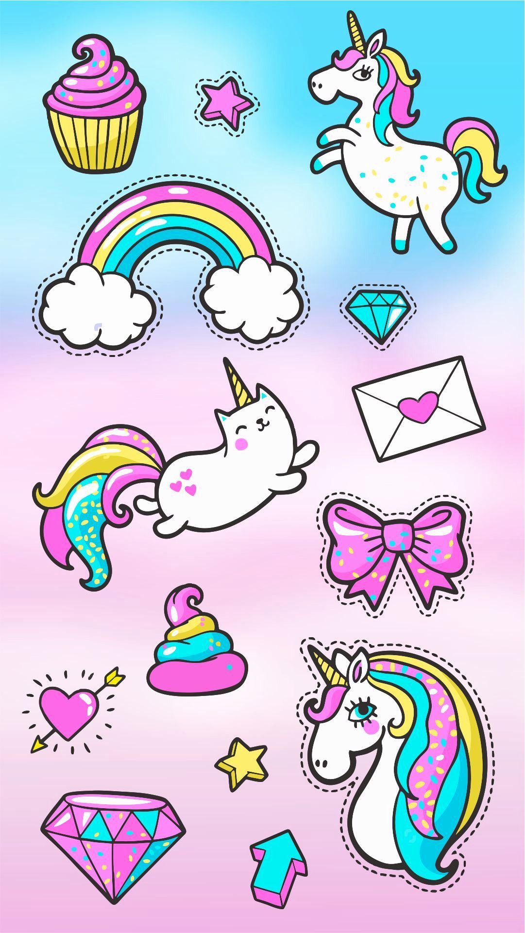 Cute Kawaii Wallpaper Unicorn - HD Wallpaper 