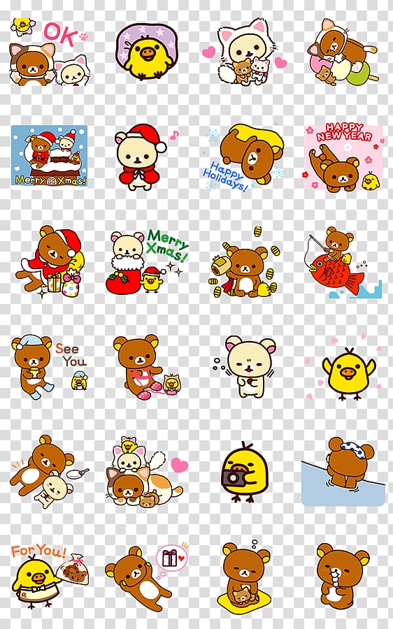 Hello Kitty Rilakkuma San-x Sticker Sanrio, Bear Transparent - Merry Christmas Sticker Rilakkuma - HD Wallpaper 