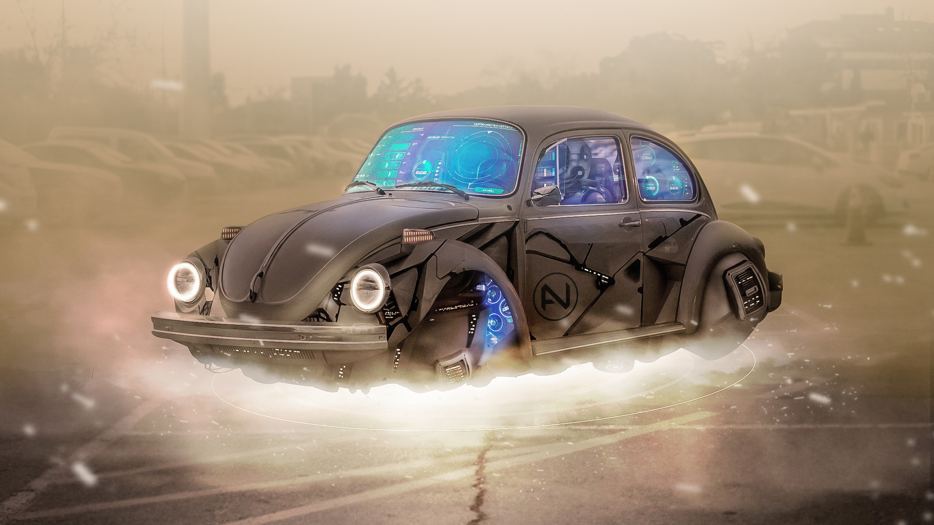 Tyre Less, Volkswagen Beetle, Futurist & Modern Car, - Cyberpunk Old Car - HD Wallpaper 