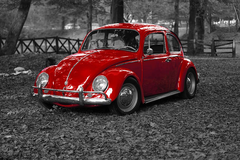 Red Volkswagen Beetle, Vw, Bug, Vintage, Vehicle, Old, - Old Red Volkswagen Beetle - HD Wallpaper 