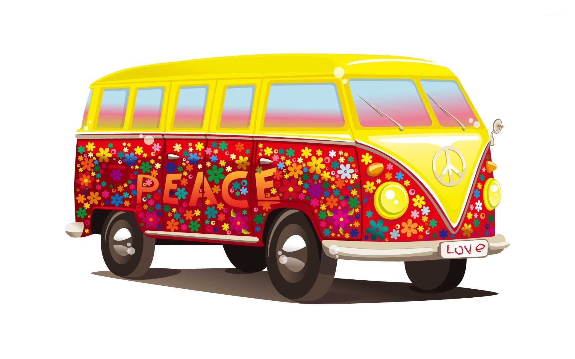 1920x1200, Hippie Volkswagen Bus Wallpaper 
 Data Id - Hippie Peace Sign Background - HD Wallpaper 