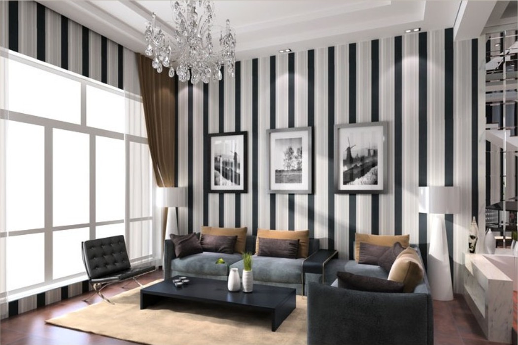 Vertical Striped Living Room Ideas - HD Wallpaper 