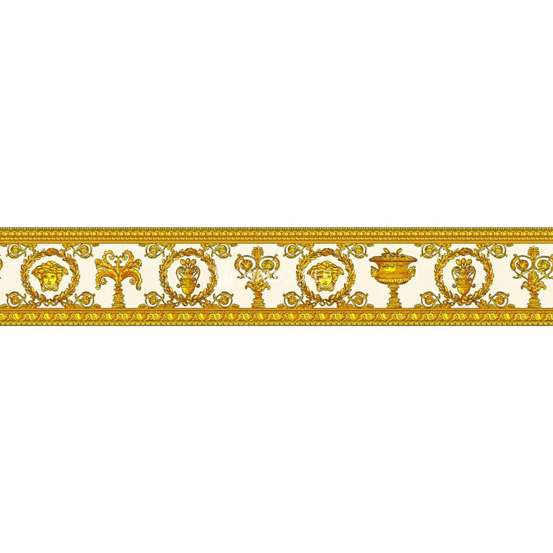 343052 Versace Home 3 As-creation - White And Gold Versace Logo - HD Wallpaper 