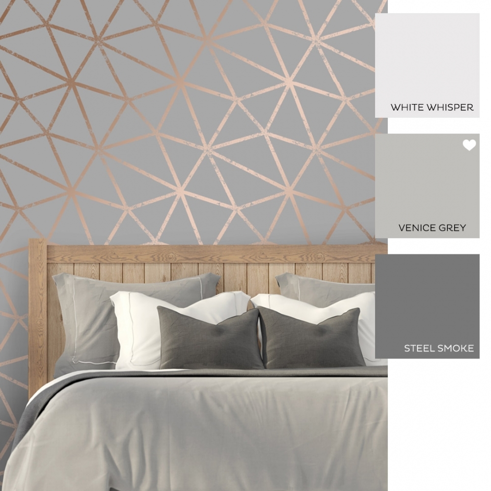 Grey And Copper Bedroom - HD Wallpaper 