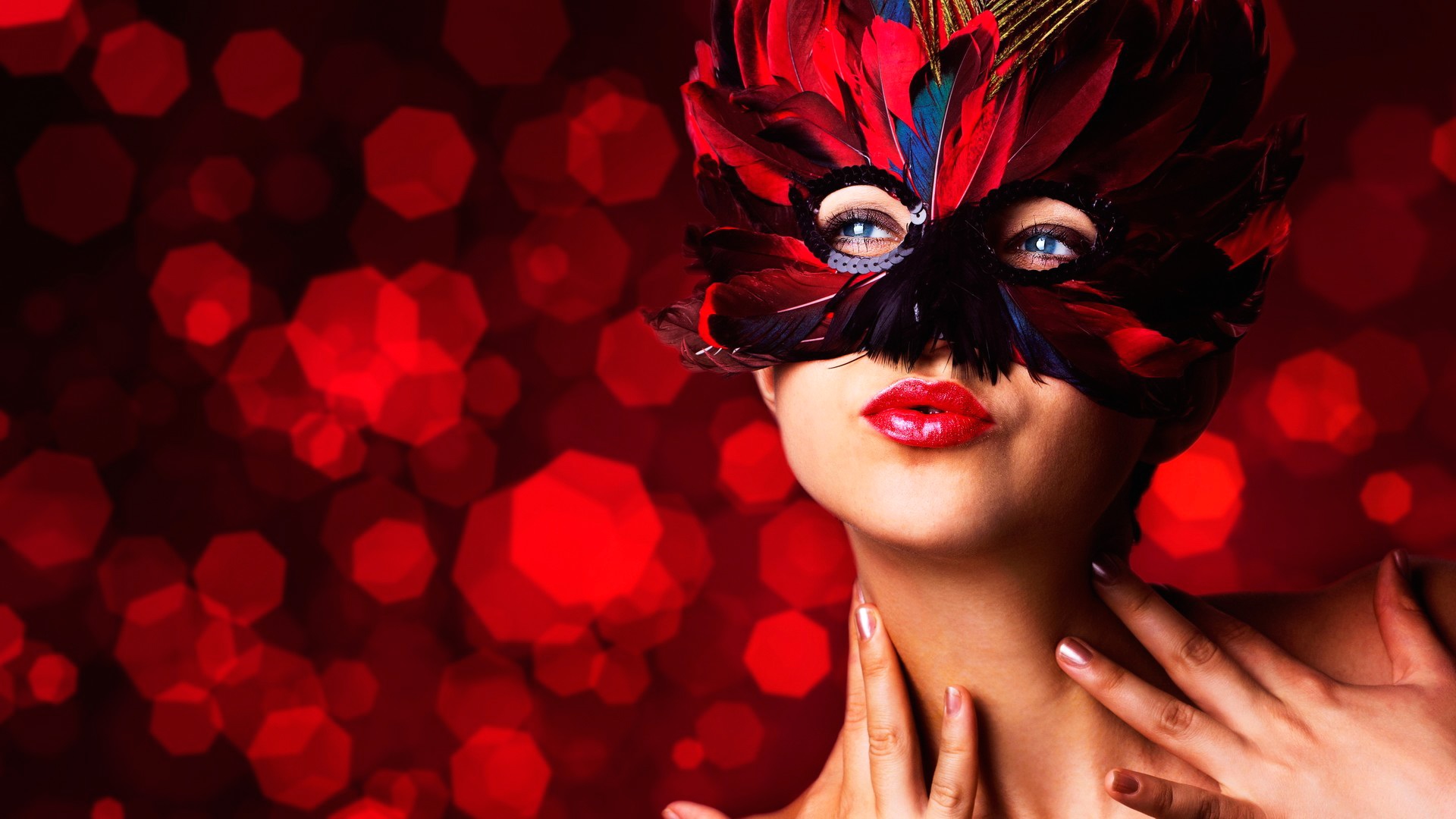 Wallpaper Masquerade, Mask, Feathers, Make-up Girl, - Maskenball Erotik - HD Wallpaper 