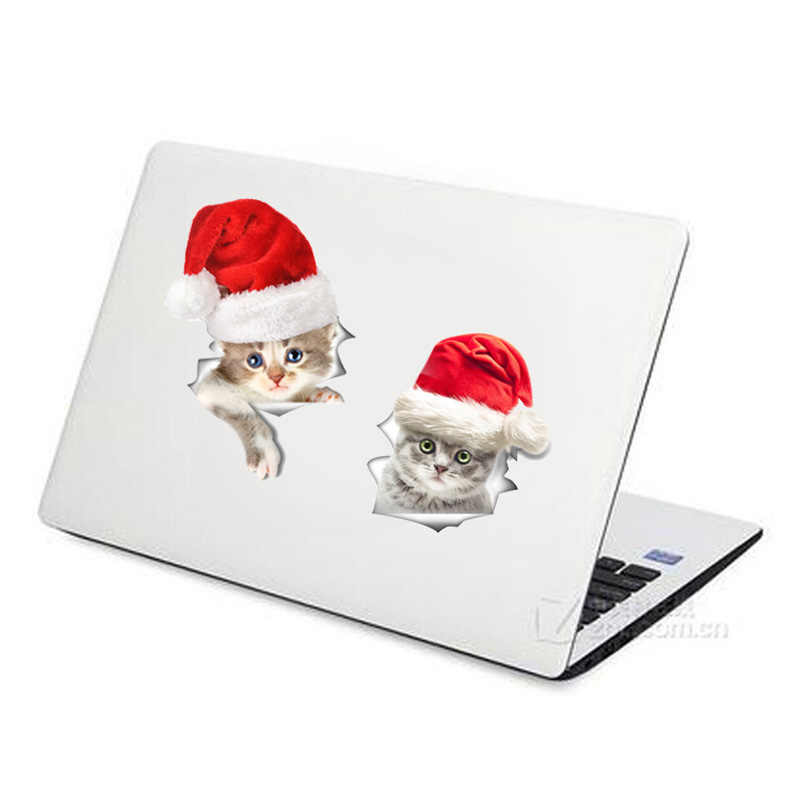 Cute 3d Christmas Cat Dog Wall Sticker For Festival - Sticker - HD Wallpaper 