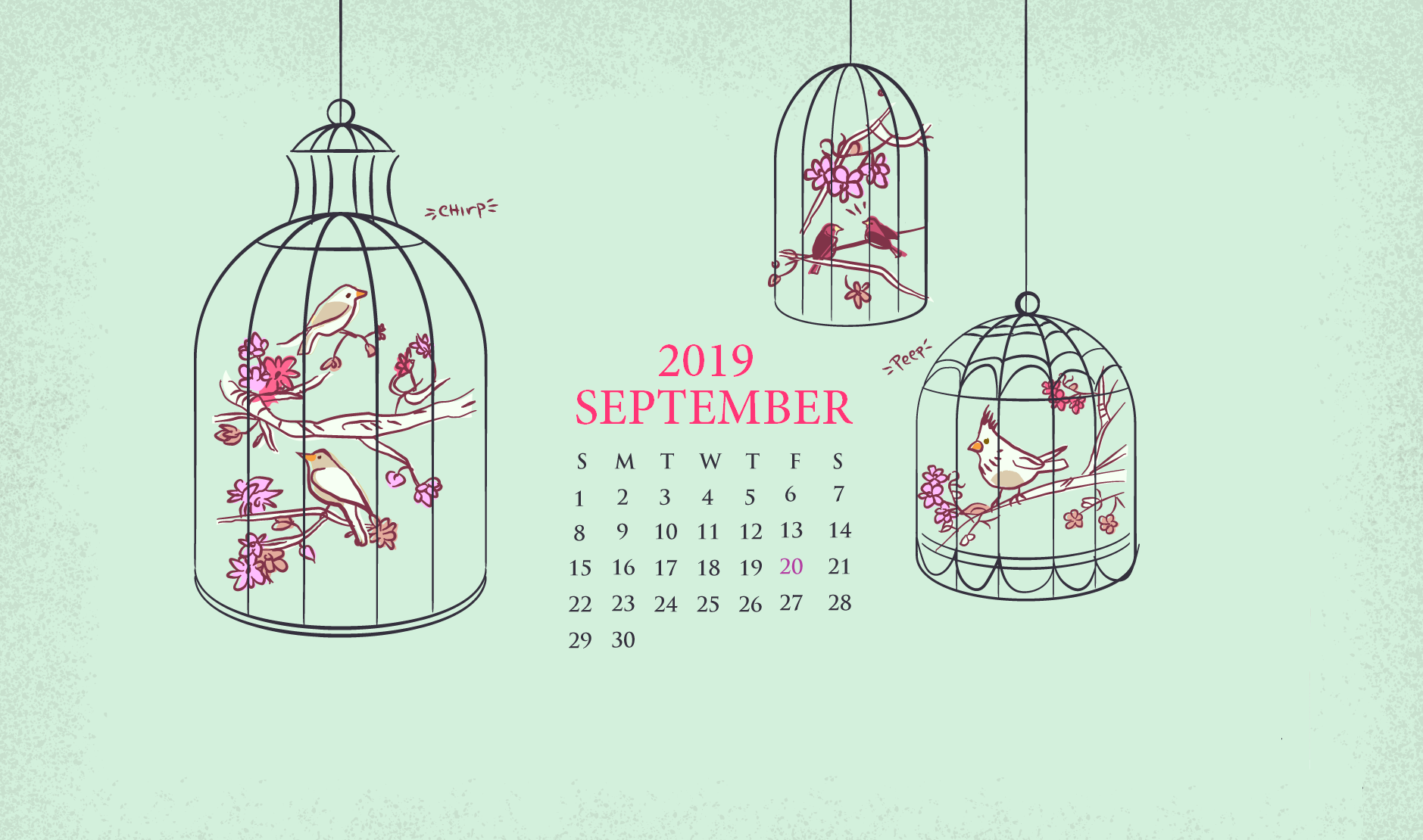 Cute September 2019 Desktop Wallpaper - September Calendar 2019 For Desktop - HD Wallpaper 