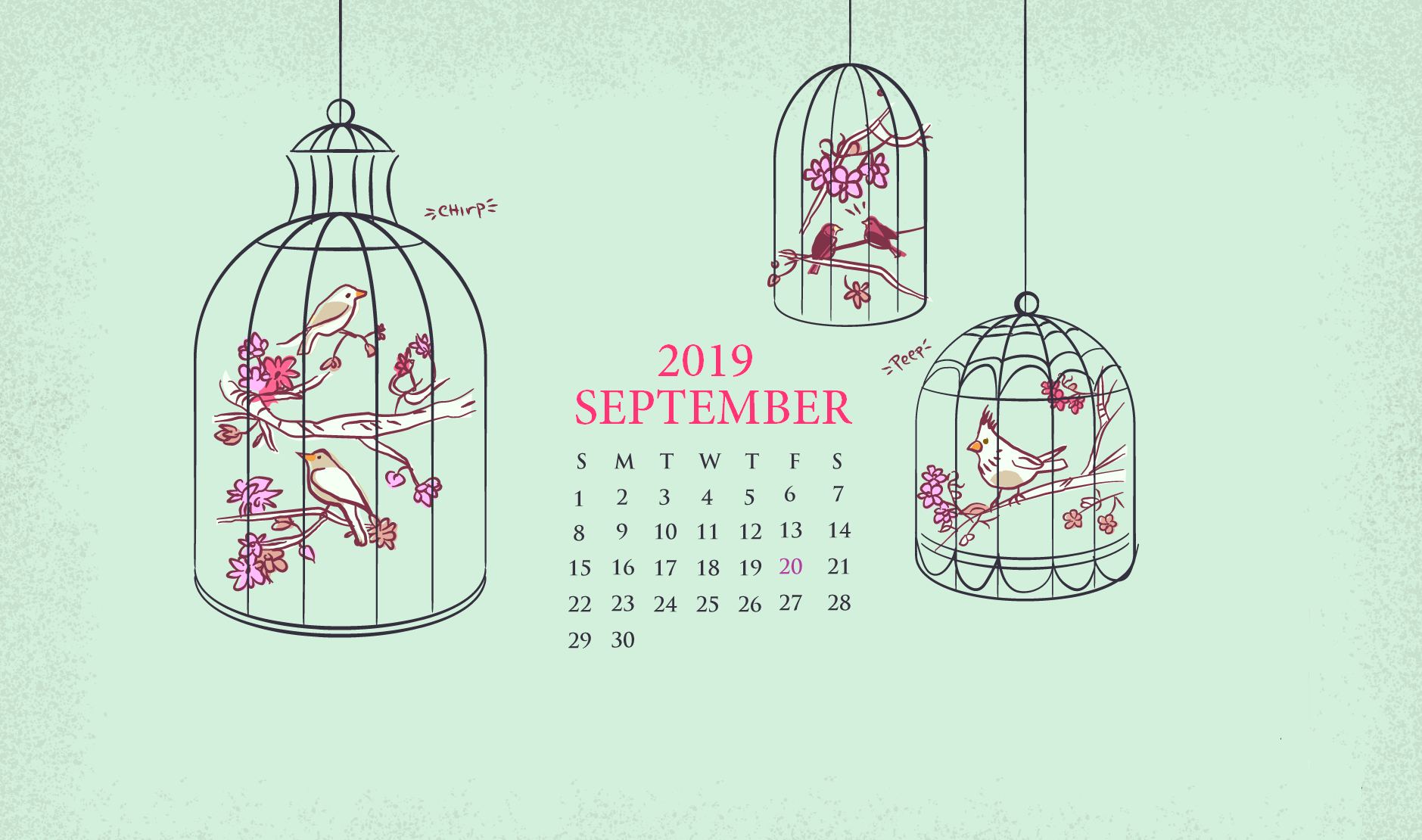 septmeber 2019 desktop calendar