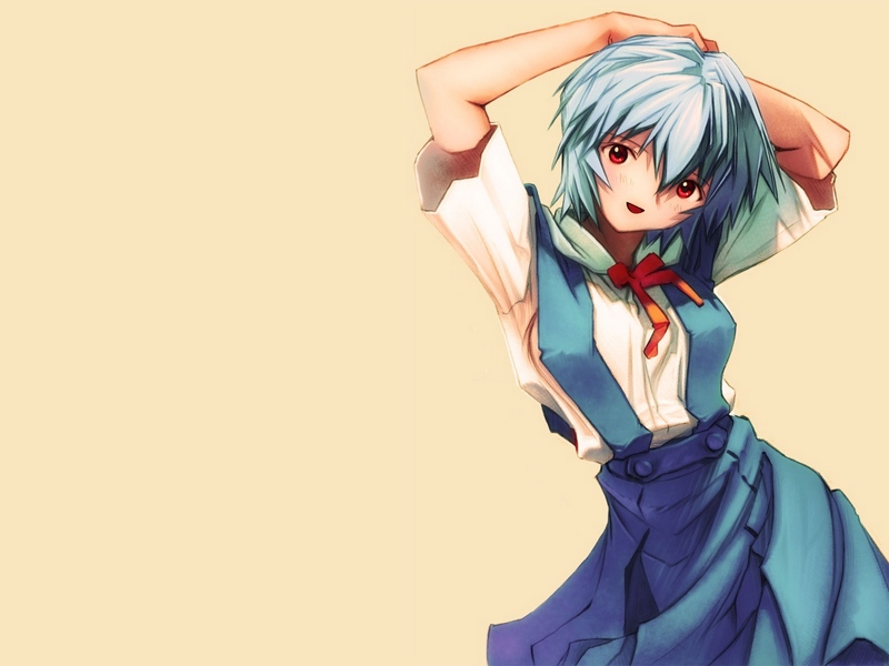 Wallpaper Anime, Girl, Cute, Dance, Movement, Gesture - School Uniform Evangelion Rei Anime - HD Wallpaper 