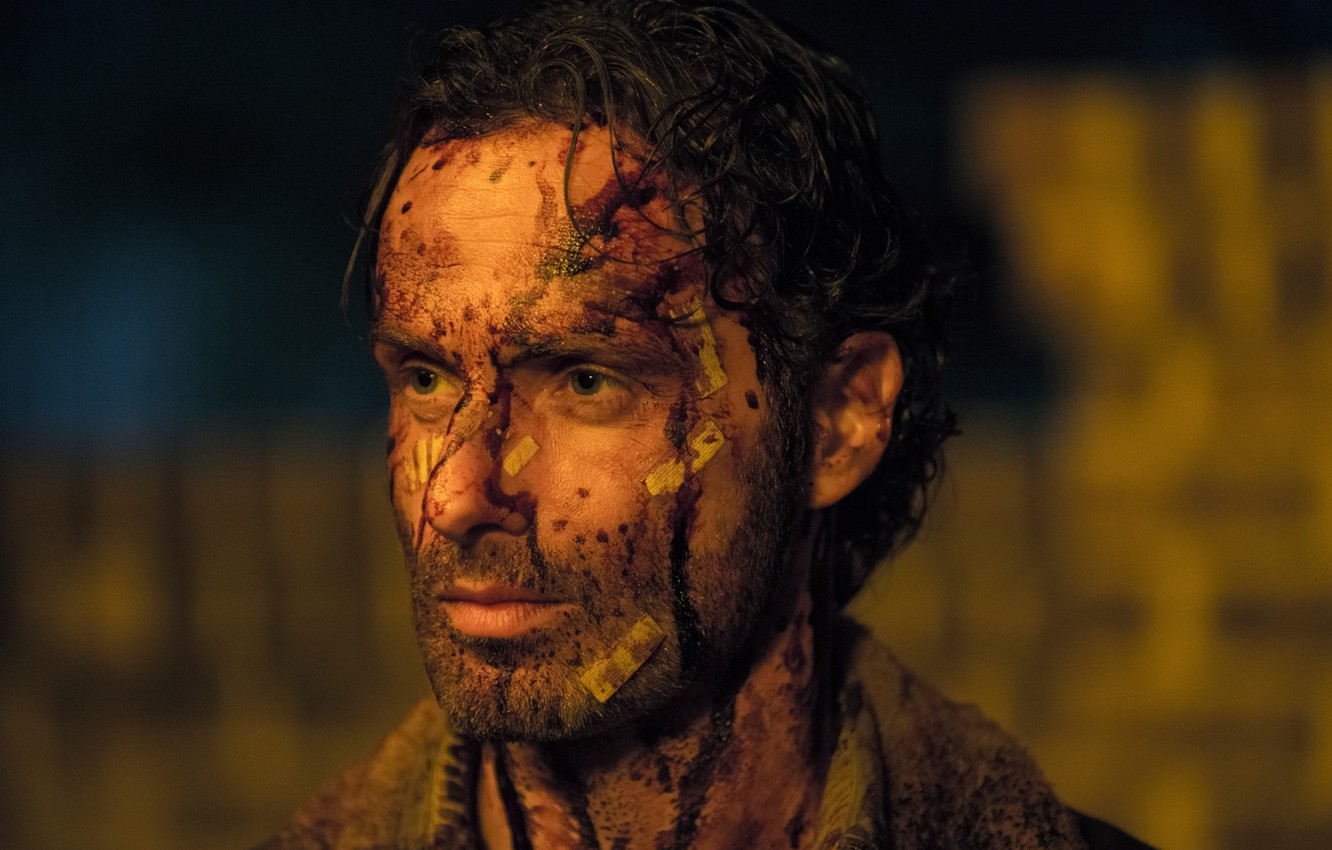 Photo Wallpaper Bloody, The Walking Dead, Rick Grimes - Rick Walking Dead Season 7 - HD Wallpaper 