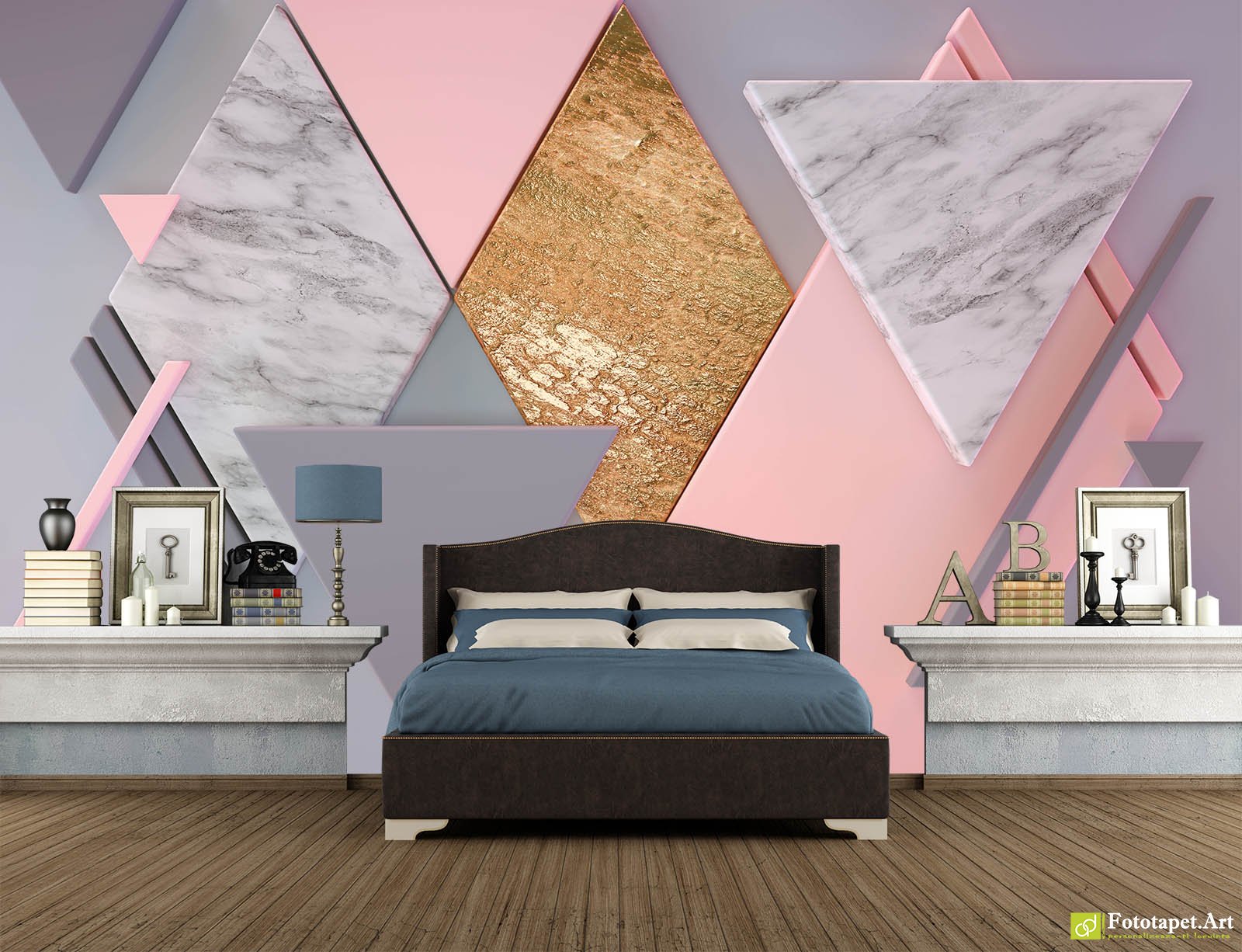 Geometria Na Parede Do Quarto - HD Wallpaper 