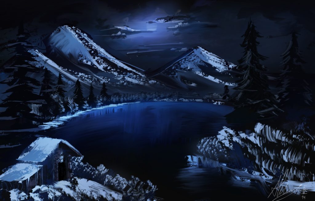 Bob Ross Wallpaper Pic Hwb443431 - Bob Ross Dark Painting - HD Wallpaper 