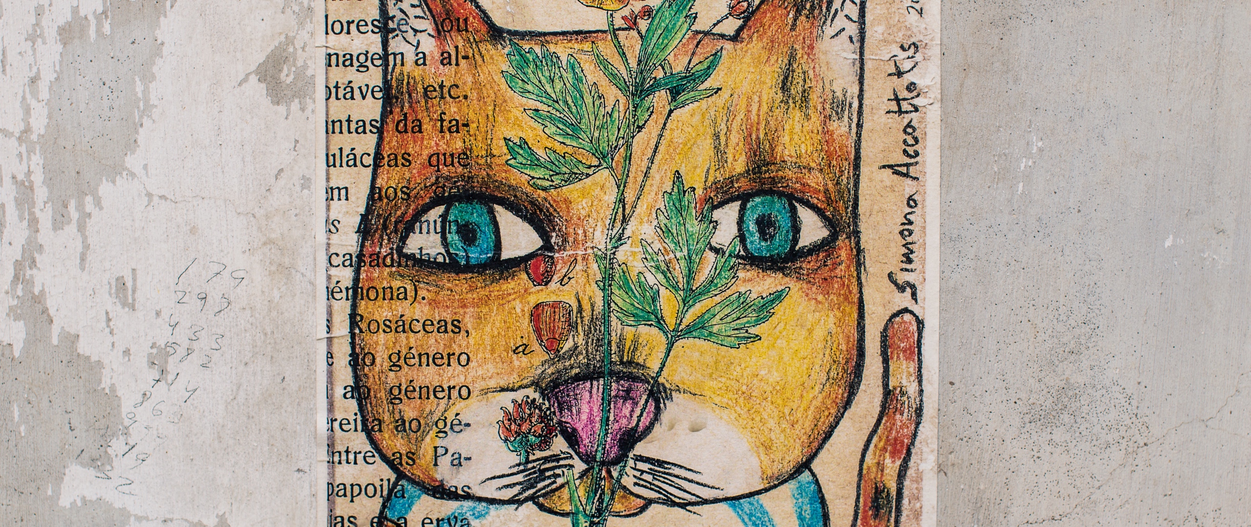 Wallpaper Art, Cat, Drawing, Paper - Art Drawing - HD Wallpaper 