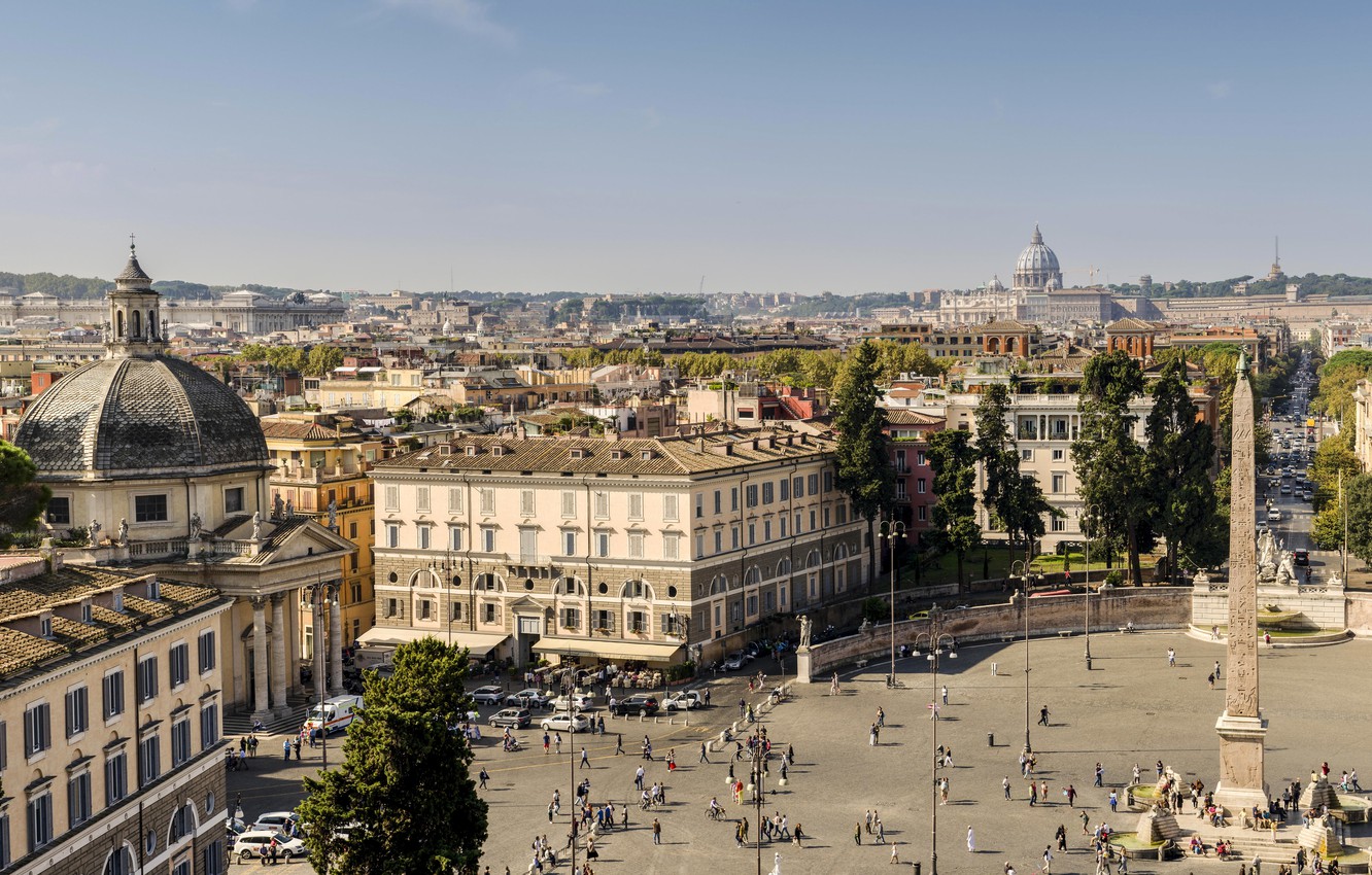 Photo Wallpaper Home, Area, Rome, Italy, Panorama, - Piazza Del Popolo - HD Wallpaper 