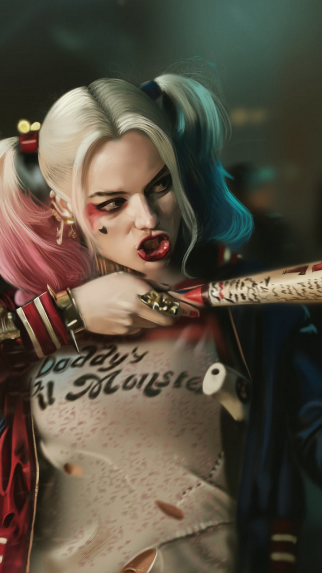 Wallpaper Harley Quinn Makeup Iphone With Image Resolution - Iphone Wallpaper Harley Quinn - HD Wallpaper 