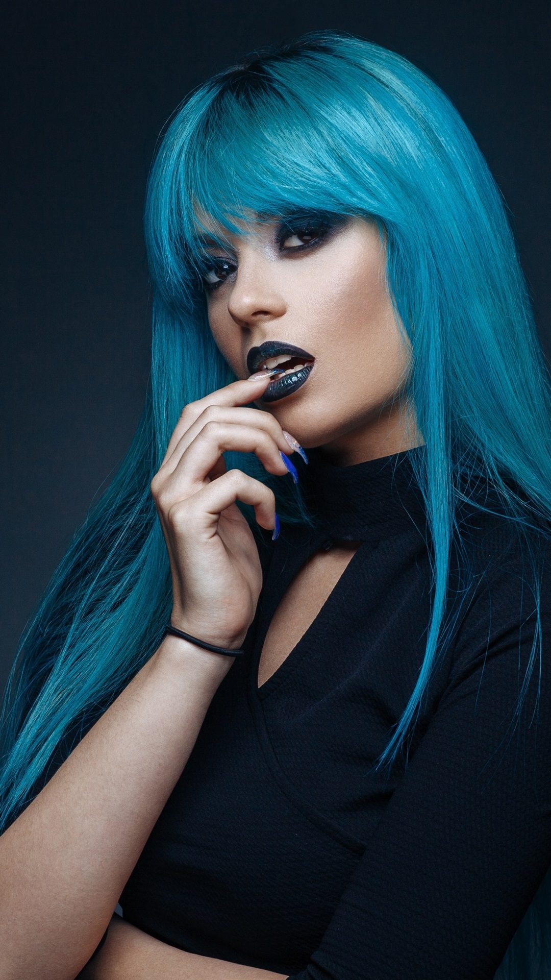 Iphone Wallpaper Blue Hair Girl, Makeup - Blue Hair Girl Wallpaper Iphone - HD Wallpaper 
