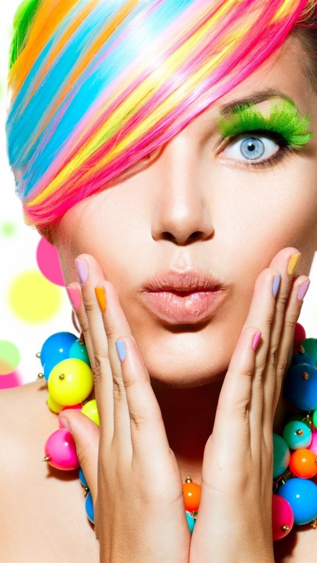 Iphone Wallpaper Fashion Girl, Colorful Hair, Makeup - Colorful Girl Avatar Psn - HD Wallpaper 