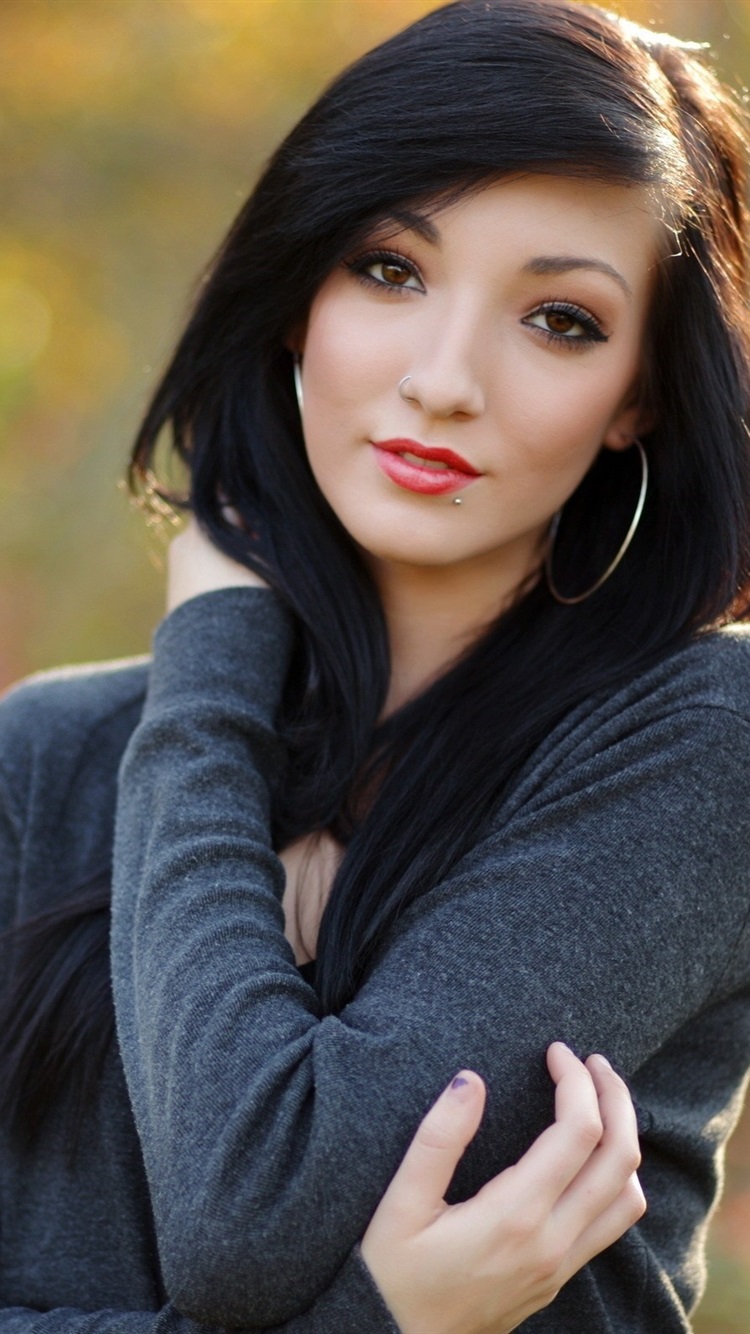 Iphone Wallpaper Black Hair Girl, Brown Eyes, Makeup - Chicas Con Pelo Negro - HD Wallpaper 