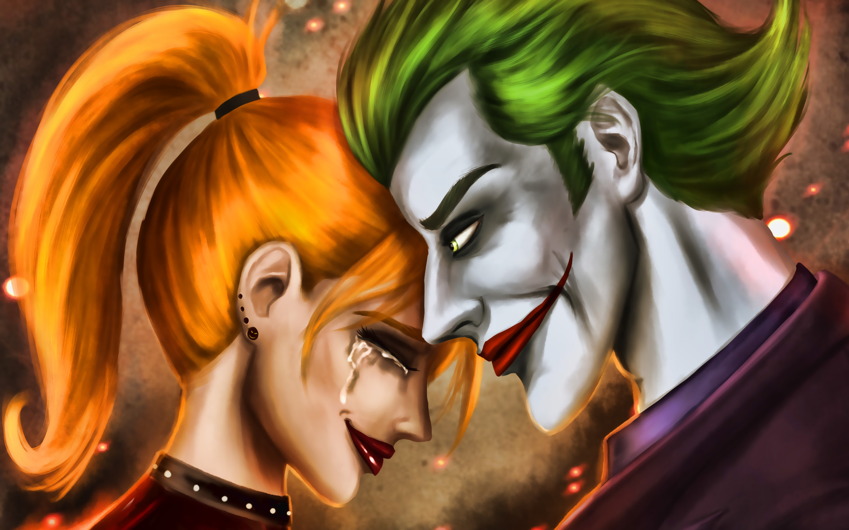 Joker And Harley Quinn, Artwork, Supervillain, Dc Comics, - Romantic Harley And Joker - HD Wallpaper 