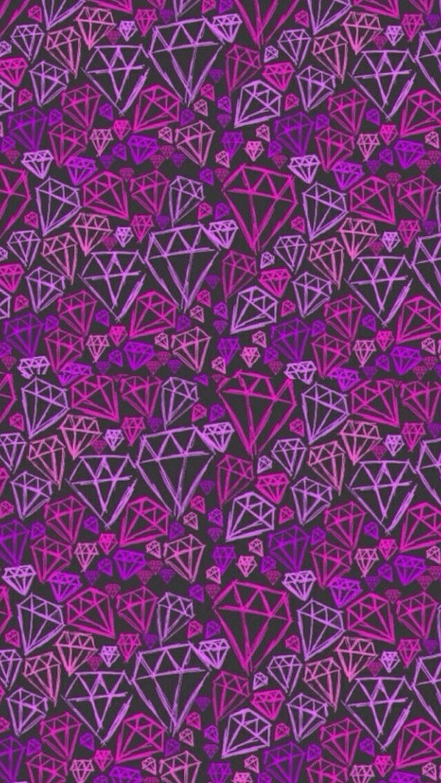 Purple Diamond Hand Painted Background Iphone Wallpaper - Purple Pattern Wallpapers Designs - HD Wallpaper 