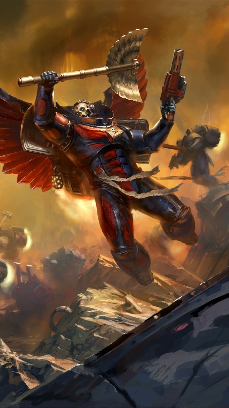 Iphone Wallpaper Warhammer 40000, Two Warriors In Battle - Warhammer 40k Space Marine Vs Chaos - HD Wallpaper 