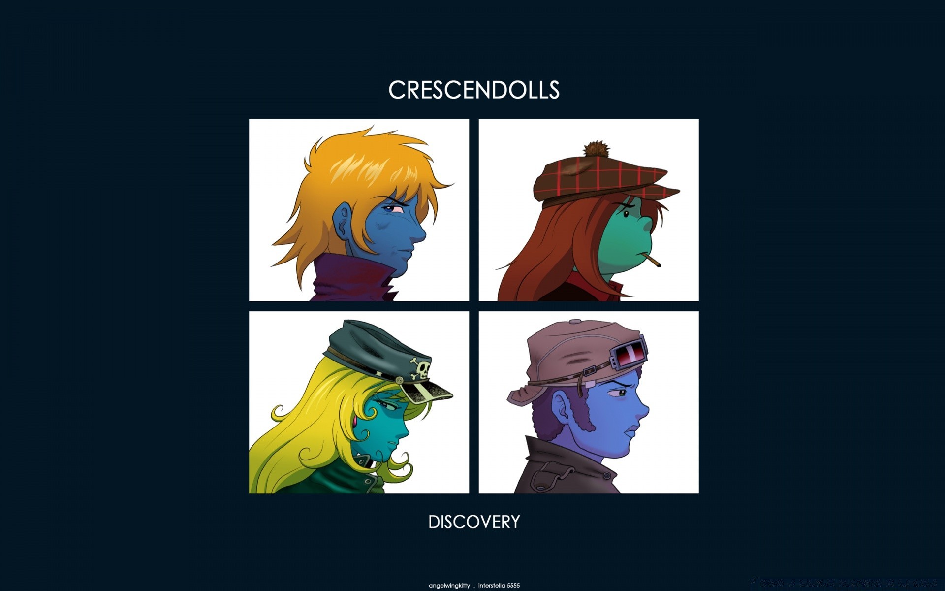 Anime Illustration Vector Sketch Desktop - Daft Punk Crescendolls - HD Wallpaper 