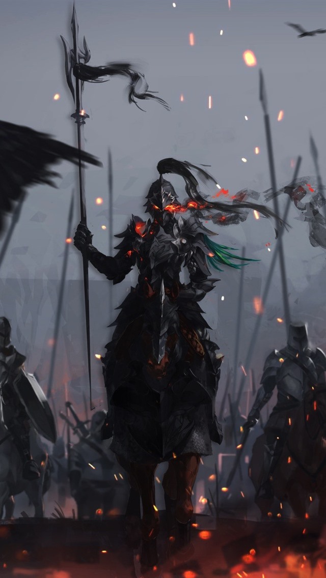 Iphone Wallpaper Warriors, Armor, Knight, War, Art - Fantasy Dark Knight Art - HD Wallpaper 