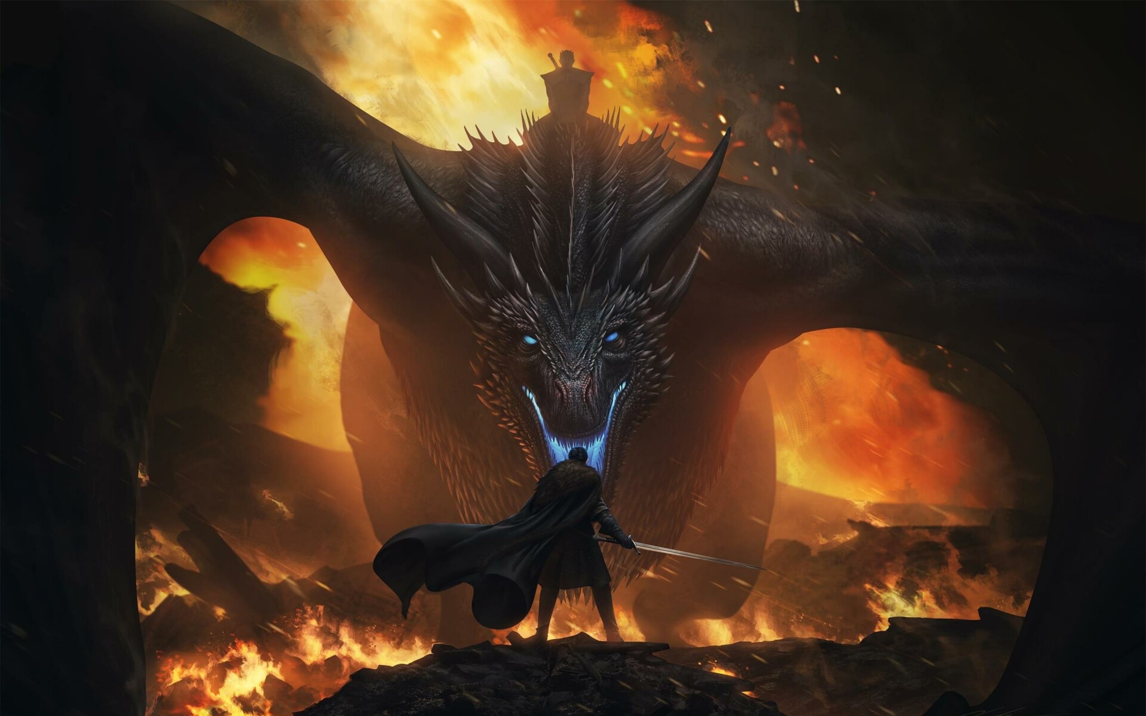 Hd Jon Snow Vs Night King Dragon 3840×2400 - Dragon Game Of Thrones Wallpaper 4k - HD Wallpaper 