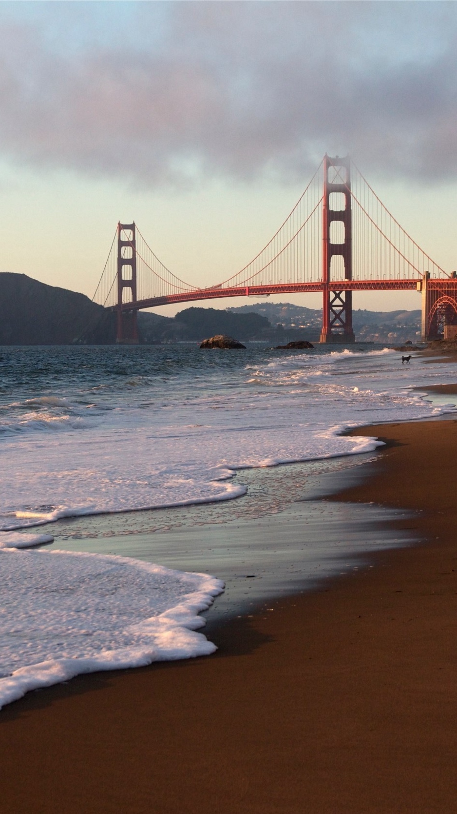 Wallpaper San Francisco, Coast, Sand, Traces, Bridge, - Golden Gate Bridge - HD Wallpaper 