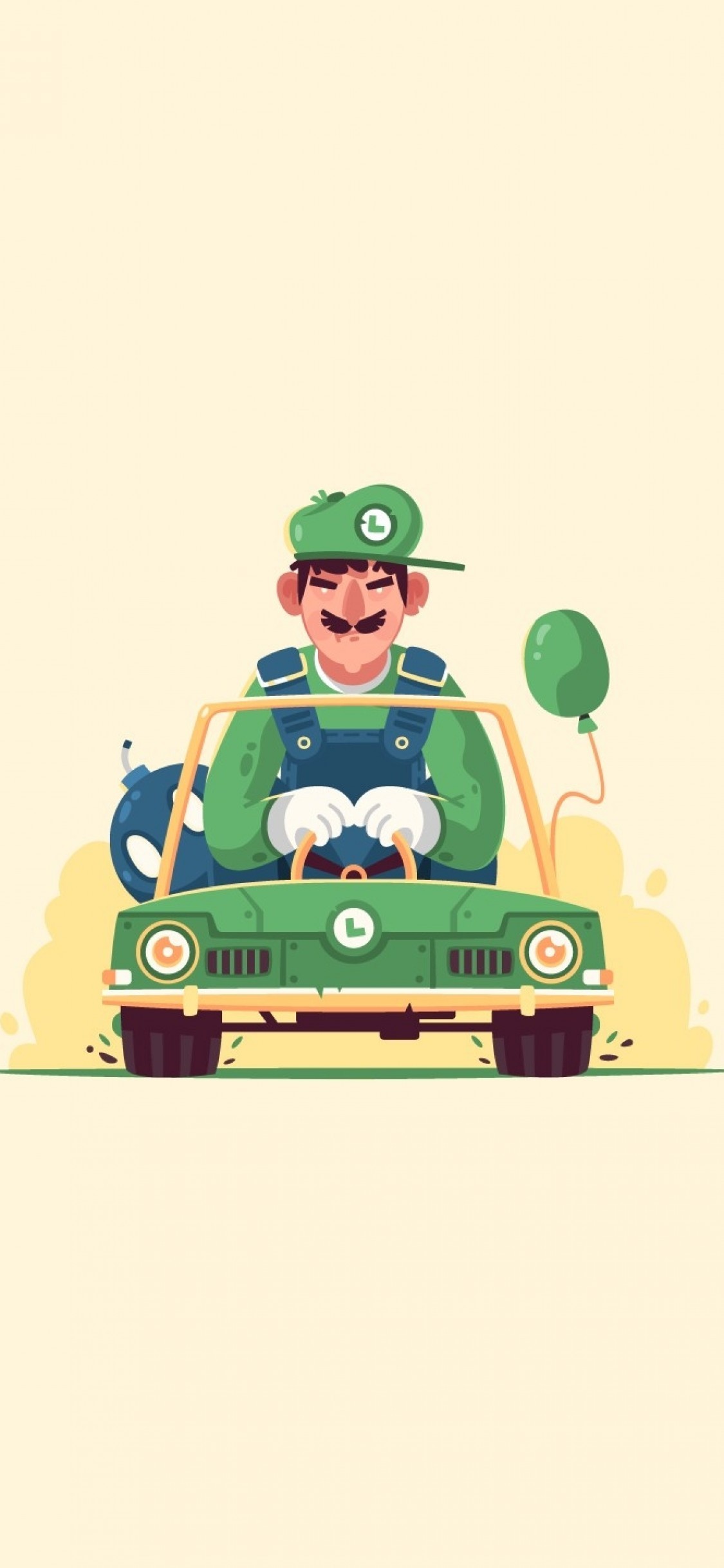 Mario Kart, Luigi, Minimalistic - Minimalist Mario Kart - HD Wallpaper 