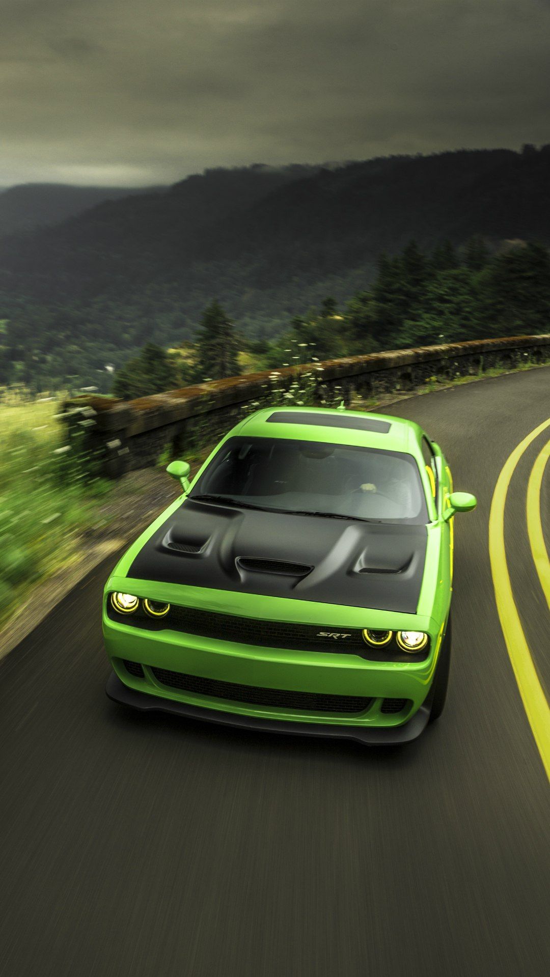 Green Challenger With Black Hood - HD Wallpaper 