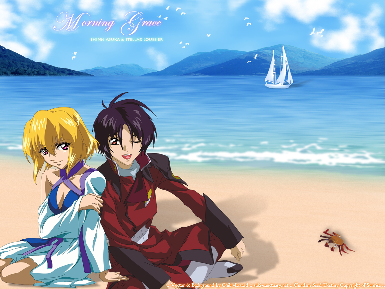 Sunrise , Mobile Suit Gundam Seed Destiny, Stellar - Gundam Seed Destiny Shinn And Stellar Happy - HD Wallpaper 