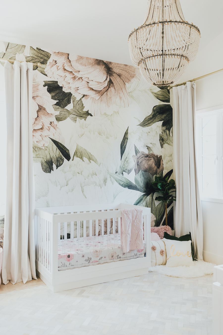 Large Floral Wallpaper Nursery - HD Wallpaper 