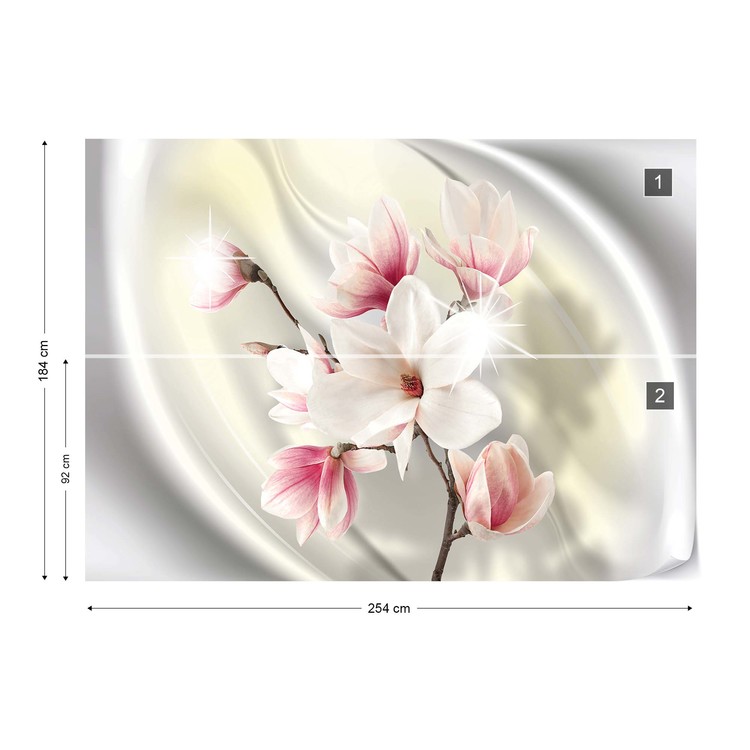 Magnolia Modern Floral Design Yellow Wallpaper Mural - Tapety Magnolia - HD Wallpaper 