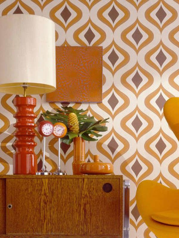 Retro Wallpaper Brown Orange - HD Wallpaper 