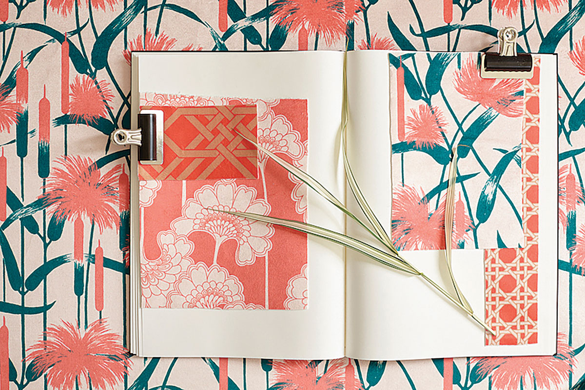 Florence Broadhurst Mood Board Coral And Green - Motif - HD Wallpaper 