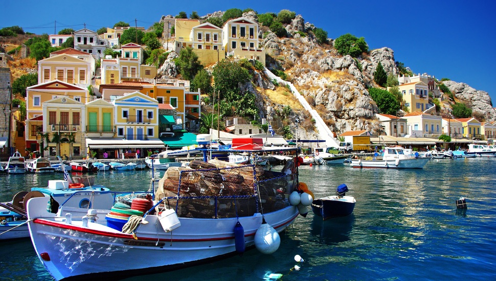 Sea, Mountains, Greece, Cargo, Greece, Nature, Home, - Symi (simi) - HD Wallpaper 