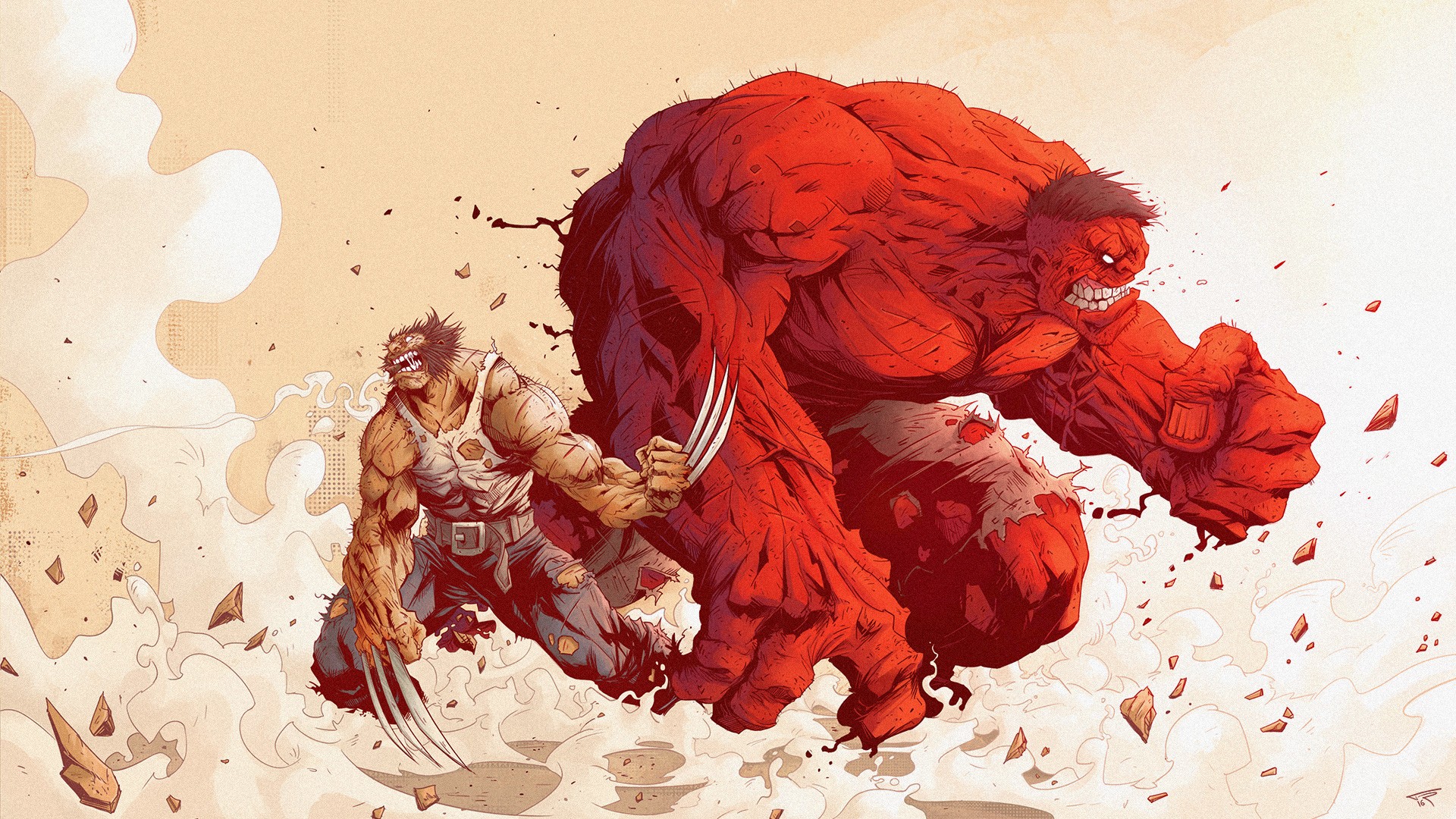 Wolverine And Red Hulk - HD Wallpaper 