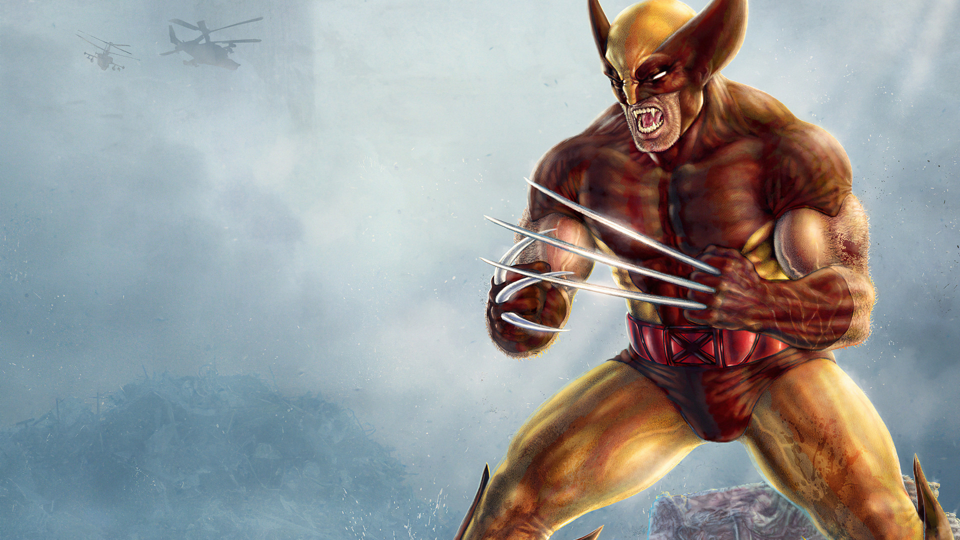Wolverine With Comic Art - HD Wallpaper 