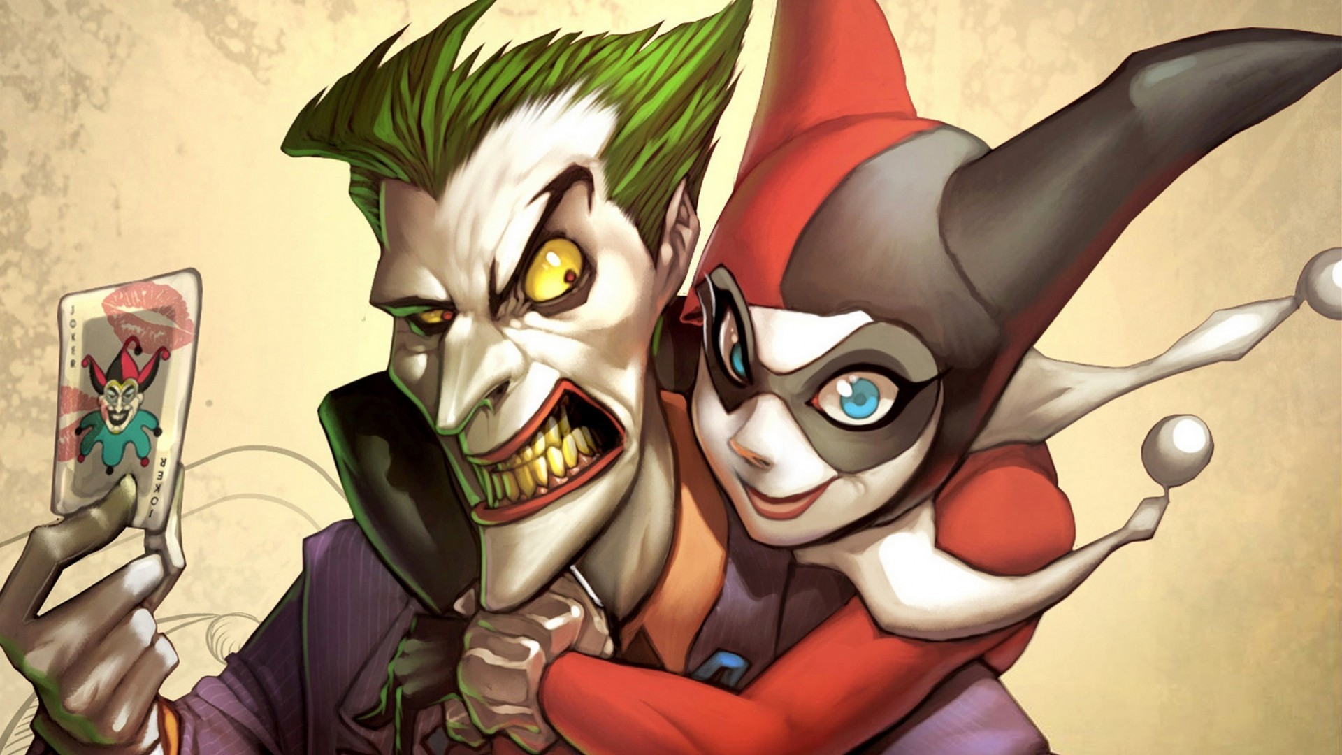 Harley Quinn, Joker, Card, Artwork, Dc Comics - HD Wallpaper 