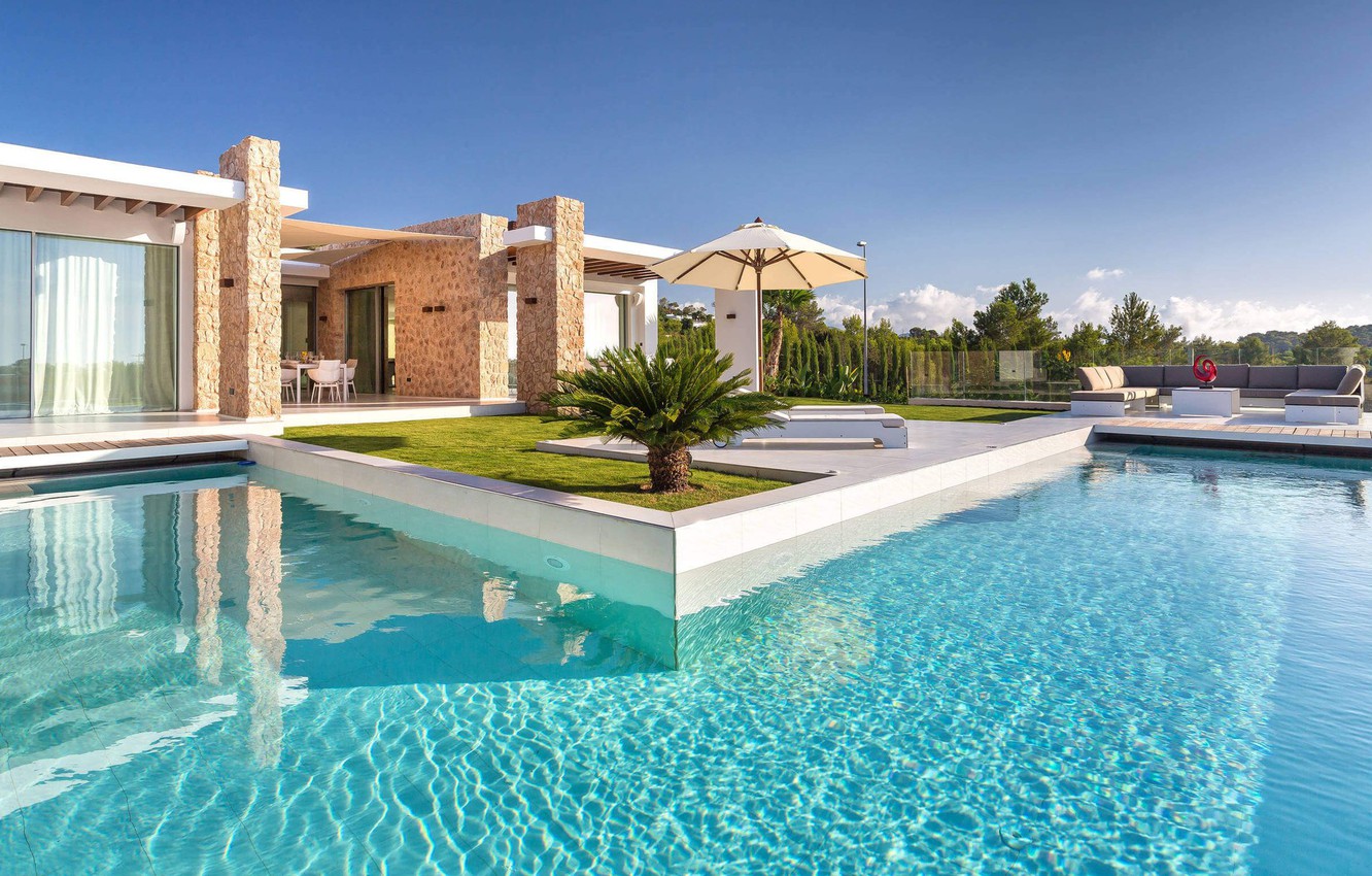 Photo Wallpaper The City, Villa, Pool, House In Ibiza - Ibiza Villa - HD Wallpaper 
